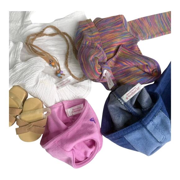 American Girl Julie Meet Outfit 1st Ed Jeans Belt Turtleneck Blouse Shoes Panty - Picture 4 of 12